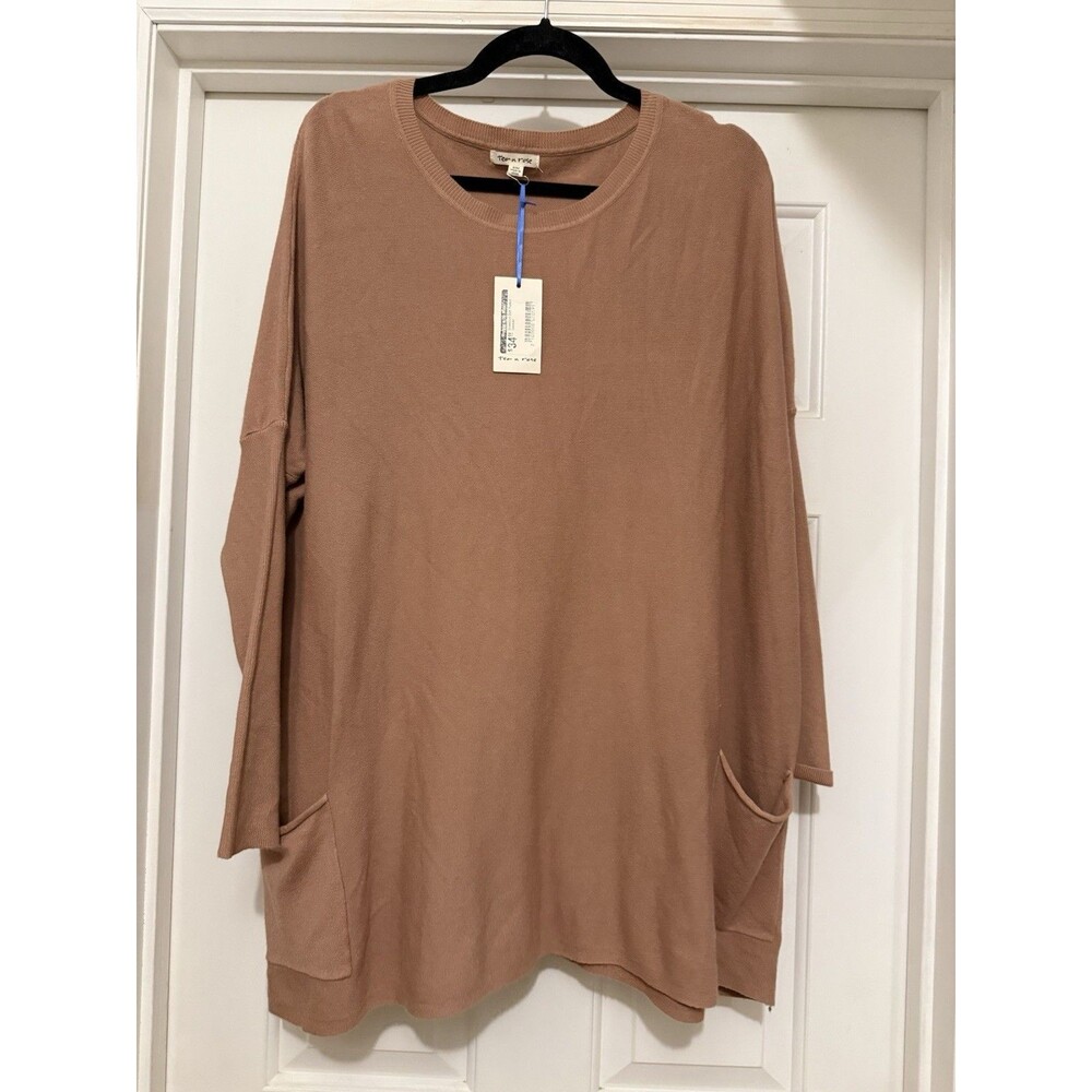 Tea N Rose Oversized Sweater in Rose Pink S/M NWT Cozycore Soft Aura Lagenlook